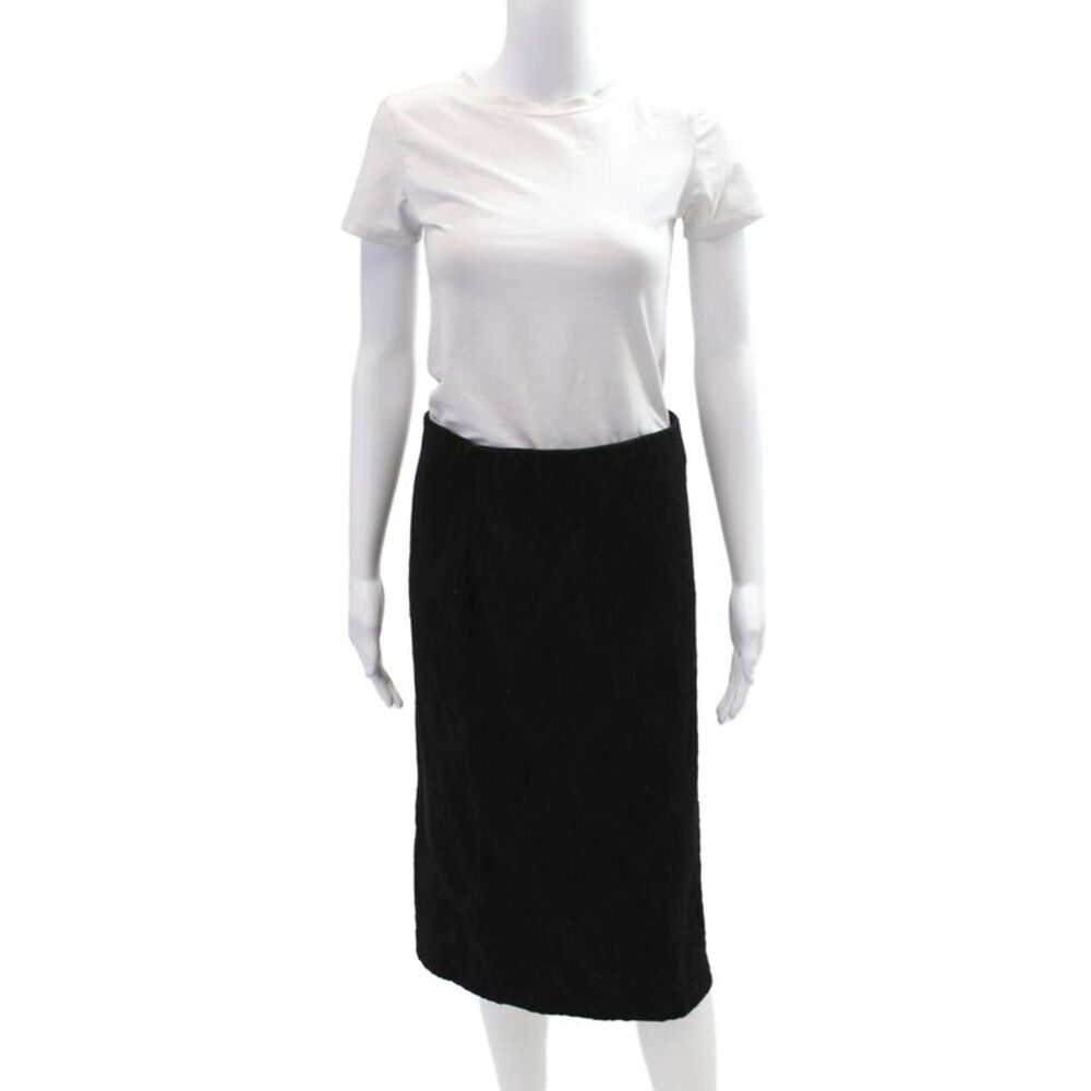 Cristina Gavioli Womens Stretch Unlined Zip Up Mid-Calf Skirt Black Size 10